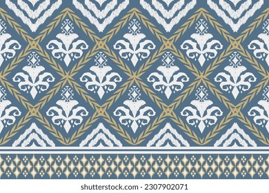 Ethnic Figure aztec embroidery style. Geometric ikat oriental traditional art pattern.Design for ethnic background,wallpaper,fashion,clothing,wrapping,fabric,element,sarong,graphic,vector illustration