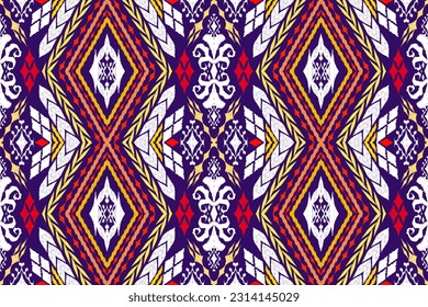 Ethnic Figure aztec embroidery style. Geometric ikat oriental traditional art pattern.Design for ethnic background,wallpaper,fashion,clothing,wrapping,fabric,element,sarong,graphic,vector illustration