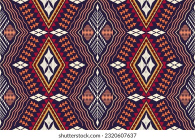 Ethnic Figure aztec embroidery style. Geometric ikat oriental traditional art pattern.Design for ethnic background,wallpaper,fashion,clothing,wrapping,fabric,element,sarong,graphic,vector illustration