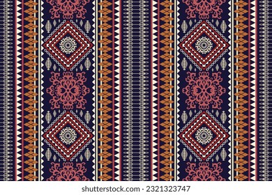 Ethnic Figure aztec embroidery style. Geometric ikat oriental traditional art pattern.Design for ethnic background,wallpaper,fashion,clothing,wrapping,fabric,element,sarong,graphic,vector illustration