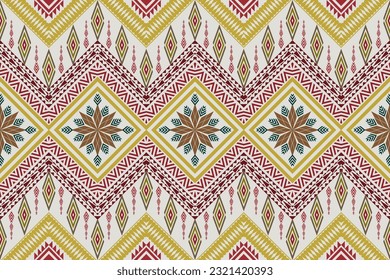 Ethnic Figure aztec embroidery style. Geometric ikat oriental traditional art pattern.Design for ethnic background,wallpaper,fashion,clothing,wrapping,fabric,element,sarong,graphic,vector illustration