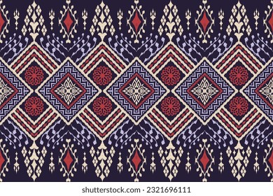 Ethnic Figure aztec embroidery style. Geometric ikat oriental traditional art pattern.Design for ethnic background,wallpaper,fashion,clothing,wrapping,fabric,element,sarong,graphic,vector illustration