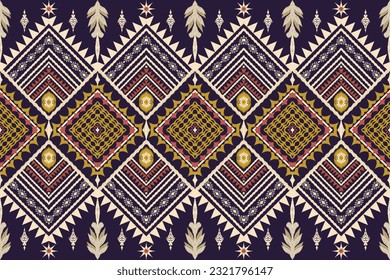 Ethnic Figure aztec embroidery style. Geometric ikat oriental traditional art pattern.Design for ethnic background,wallpaper,fashion,clothing,wrapping,fabric,element,sarong,graphic,vector illustration