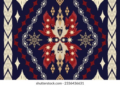 Ethnic Figure aztec embroidery style. Geometric ikat oriental traditional art pattern.Design for ethnic background,wallpaper,fashion,clothing,wrapping,fabric,element,sarong,graphic,vector illustration