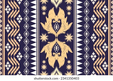 Ethnic Figure aztec embroidery style. Geometric ikat oriental traditional art pattern.Design for ethnic background,wallpaper,fashion,clothing,wrapping,fabric,element,sarong,graphic,vector illustration