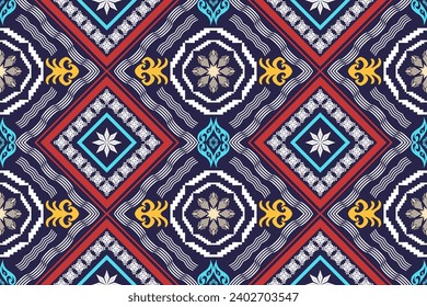 Ethnic Figure aztec embroidery style. Geometric ikat oriental traditional art pattern.Design for ethnic background,wallpaper,fashion,clothing,wrapping,fabric,element,sarong,graphic,vector illustration