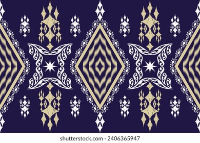 Ethnic Figure aztec embroidery style. Geometric ikat oriental traditional art pattern.Design for ethnic background,wallpaper,fashion,clothing,wrapping,fabric,element,sarong,graphic,vector illustration