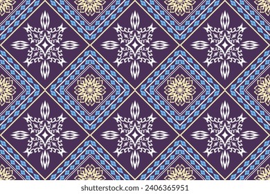 Ethnic Figure aztec embroidery style. Geometric ikat oriental traditional art pattern.Design for ethnic background,wallpaper,fashion,clothing,wrapping,fabric,element,sarong,graphic,vector illustration