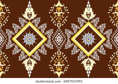 Ethnic Figure aztec embroidery style. Geometric ikat oriental traditional art pattern.Design for ethnic background,wallpaper,fashion,clothing,wrapping,fabric,element,sarong,graphic,vector illustration