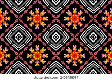 Ethnic Figure aztec embroidery style. Geometric ikat oriental traditional art pattern.Design for ethnic background,wallpaper,fashion,clothing,wrapping,fabric,element,sarong,graphic,vector illustration