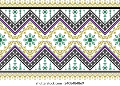 Ethnic Figure aztec embroidery style. Geometric ikat oriental traditional art pattern.Design for ethnic background,wallpaper,fashion,clothing,wrapping,fabric,element,sarong,graphic,vector illustration