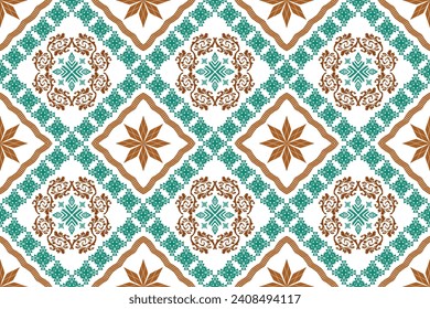 Ethnic Figure aztec embroidery style. Geometric ikat oriental traditional art pattern.Design for ethnic background,wallpaper,fashion,clothing,wrapping,fabric,element,sarong,graphic,vector illustration