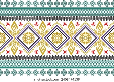 Ethnic Figure aztec embroidery style. Geometric ikat oriental traditional art pattern.Design for ethnic background,wallpaper,fashion,clothing,wrapping,fabric,element,sarong,graphic,vector illustration