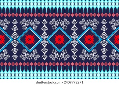Ethnic Figure aztec embroidery style. Geometric ikat oriental traditional art pattern.Design for ethnic background,wallpaper,fashion,clothing,wrapping,fabric,element,sarong,graphic,vector illustration