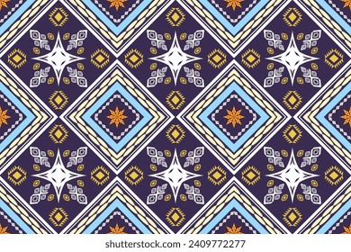 Ethnic Figure aztec embroidery style. Geometric ikat oriental traditional art pattern.Design for ethnic background,wallpaper,fashion,clothing,wrapping,fabric,element,sarong,graphic,vector illustration