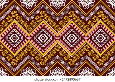 Ethnic Figure aztec embroidery style.Geometric ikat oriental traditional art pattern.Design for ethnic background,wallpaper,fashion,clothing,wrapping,fabric,element,sarong,graphic,vector illustration.