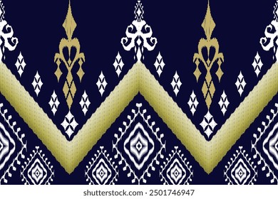 Ethnic Figure aztec embroidery style.Geometric ikat oriental traditional art pattern.Design for ethnic background,wallpaper,fashion,clothing,wrapping,fabric,element,sarong,graphic,vector illustration.