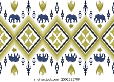 Ethnic Figure aztec embroidery style.Geometric ikat oriental traditional art pattern.Design for ethnic background,wallpaper,fashion,clothing,wrapping,fabric,element,sarong,graphic,vector illustration.