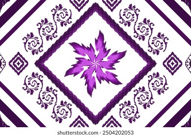 Ethnic Figure aztec embroidery style.Geometric ikat oriental traditional art pattern.Design for ethnic background,wallpaper,fashion,clothing,wrapping,fabric,element,sarong,graphic,vector illustration.