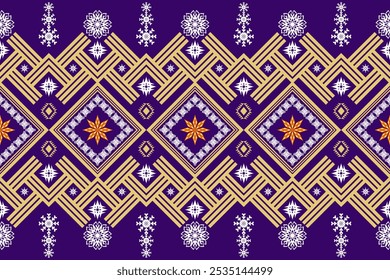 Ethnic Figure aztec embroidery style.Geometric ikat oriental traditional art pattern.Design for ethnic background,wallpaper,fashion,clothing,wrapping,fabric,element,sarong,graphic,vector illustration.