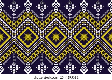 Ethnic Figure aztec embroidery style.Geometric ikat oriental traditional art pattern.Design for ethnic background,wallpaper,fashion,clothing,wrapping,fabric,element,sarong,graphic,vector illustration.