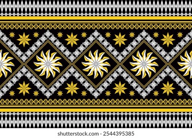 Ethnic Figure aztec embroidery style.Geometric ikat oriental traditional art pattern.Design for ethnic background,wallpaper,fashion,clothing,wrapping,fabric,element,sarong,graphic,vector illustration.