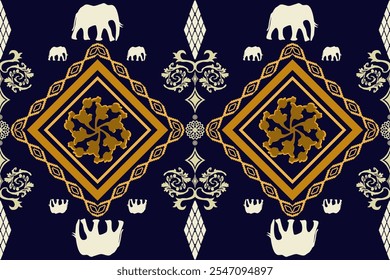 Ethnic Figure aztec embroidery style.Geometric ikat oriental traditional art pattern.Design for ethnic background,wallpaper,fashion,clothing,wrapping,fabric,element,sarong,graphic,vector illustration.