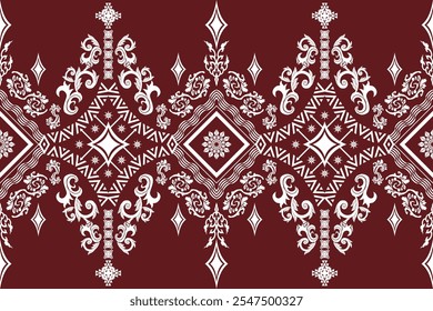 Ethnic Figure aztec embroidery style.Geometric ikat oriental traditional art pattern.Design for ethnic background,wallpaper,fashion,clothing,wrapping,fabric,element,sarong,graphic,vector illustration.