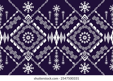 Estilo de bordado azteca de la figura étnica. Patrón de arte tradicional oriental ikat geométrico. Diseño para fondo étnico, Fondo de pantalla, moda, ropa, envoltura, tela, elemento, sarong, gráfico, Ilustración vectorial.