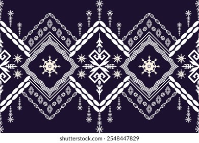 Ethnic Figure aztec embroidery style.Geometric ikat oriental traditional art pattern.Design for ethnic background,wallpaper,fashion,clothing,wrapping,fabric,element,sarong,graphic,vector illustration.