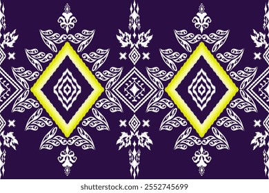 Estilo de bordado azteca de la figura étnica. Patrón de arte tradicional oriental ikat geométrico. Diseño para fondo étnico, Fondo de pantalla, moda, ropa, envoltura, tela, elemento, sarong, gráfico, Ilustración vectorial.