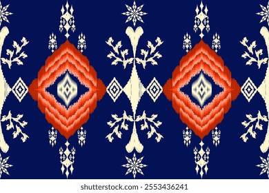 Ethnic Figure aztec embroidery style.Geometric ikat oriental traditional art pattern.Design for ethnic background,wallpaper,fashion,clothing,wrapping,fabric,element,sarong,graphic,vector illustration.