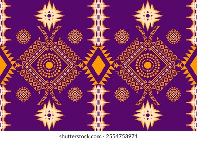 Ethnic Figure aztec embroidery style.Geometric ikat oriental traditional art pattern.Design for ethnic background,wallpaper,fashion,clothing,wrapping,fabric,element,sarong,graphic,vector illustration.