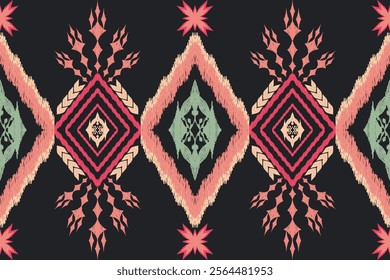 Ethnic Figure aztec embroidery style.Geometric ikat oriental traditional art pattern.Design for ethnic background,wallpaper,fashion,clothing,wrapping,fabric,element,sarong,graphic,vector illustration.