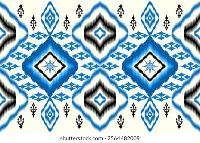 Ethnic Figure aztec embroidery style.Geometric ikat oriental traditional art pattern.Design for ethnic background,wallpaper,fashion,clothing,wrapping,fabric,element,sarong,graphic,vector illustration.