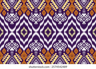 Ethnic Figure aztec embroidery style.Geometric ikat oriental traditional art pattern.Design for ethnic background,wallpaper,fashion,clothing,wrapping,fabric,element,sarong,graphic,vector illustration.