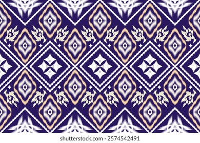 Ethnic Figure aztec embroidery style.Geometric ikat oriental traditional art pattern.Design for ethnic background,wallpaper,fashion,clothing,wrapping,fabric,element,sarong,graphic,vector illustration.