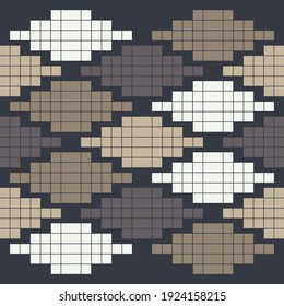 Ethnic figures from squares. Mosaic with geometric shapes. Seamless pattern. Textile. Ethnic boho ornament. Vector illustration for web design or print.