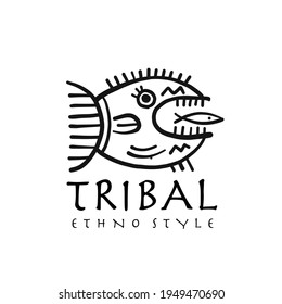 Logo de peces étnicos para tu diseño. Estilo polinesio