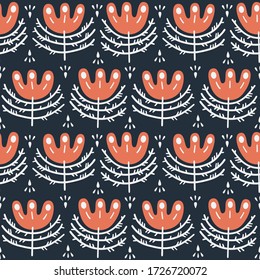 Patrón ininterrumpido dibujado a mano plana étnica. Ideal para fondo, papel pintado, textil, fondo, papel envolvente. Diseño de patrones.