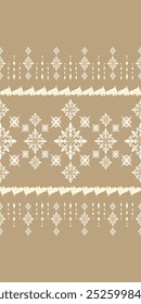 Ethnic and Fleur de lis Motif Brown Collection, BEIGE Embroidery Leaf and ornament Seamless Pattern Vector Illustration for Elegant Textile Design tribal fabric, tile, carpet, vector, illustration.