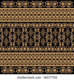 ethnic floral black decorative pattern on a beige background as bars