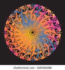 Ethnic floral colorful tribal circle mandala. Abstract geometry circle.