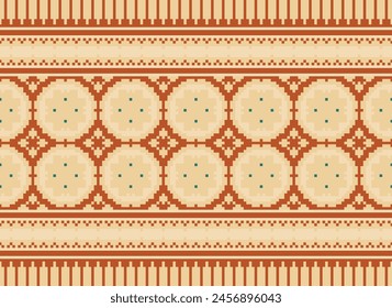 Ethnic Floral Cross Stitch Embroidery on White background.geometric  Oriental Pattern traditional.aztec style,abstract,vector,illustration.design for Texture,fabric,clothing,wrapping,decoration,carpet