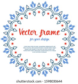 Ethnic floral frame with place for text. Design template for print. Vector ornament
