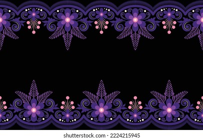 Ethnic floral ikat seamless pattern. floral bohemian, Indian elements.