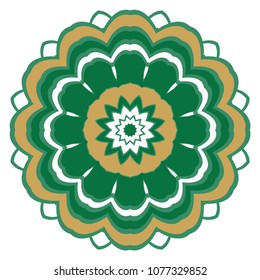 Ethnic floral ornamental mandala. Decorative art-deco design element. Hand drawn color vector illustration.