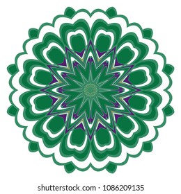 Ethnic floral ornamental mandala. Decorative art-deco design element. Hand drawn color vector illustration.