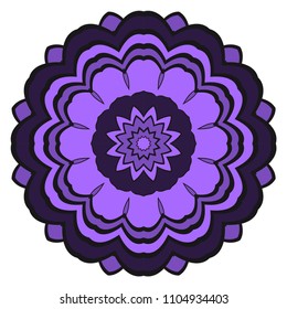 Ethnic floral ornamental mandala. Decorative art-deco design element. Hand drawn color vector illustration.