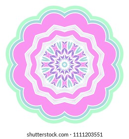 Ethnic floral ornamental mandala. Decorative art-deco design element. Hand drawn color vector illustration.
